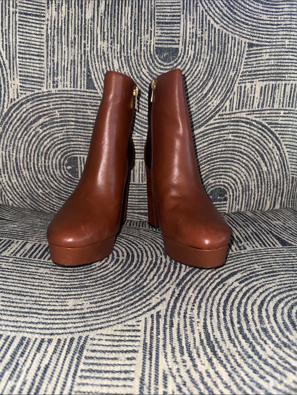 Vince Camuto Brown Platform Ankle Boots with Side Zip